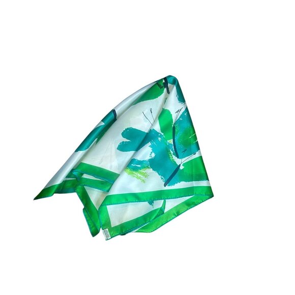 Vera Neumann Vintage Green Butterfly Square Scarf Made In Japan - Picture 2 of 10